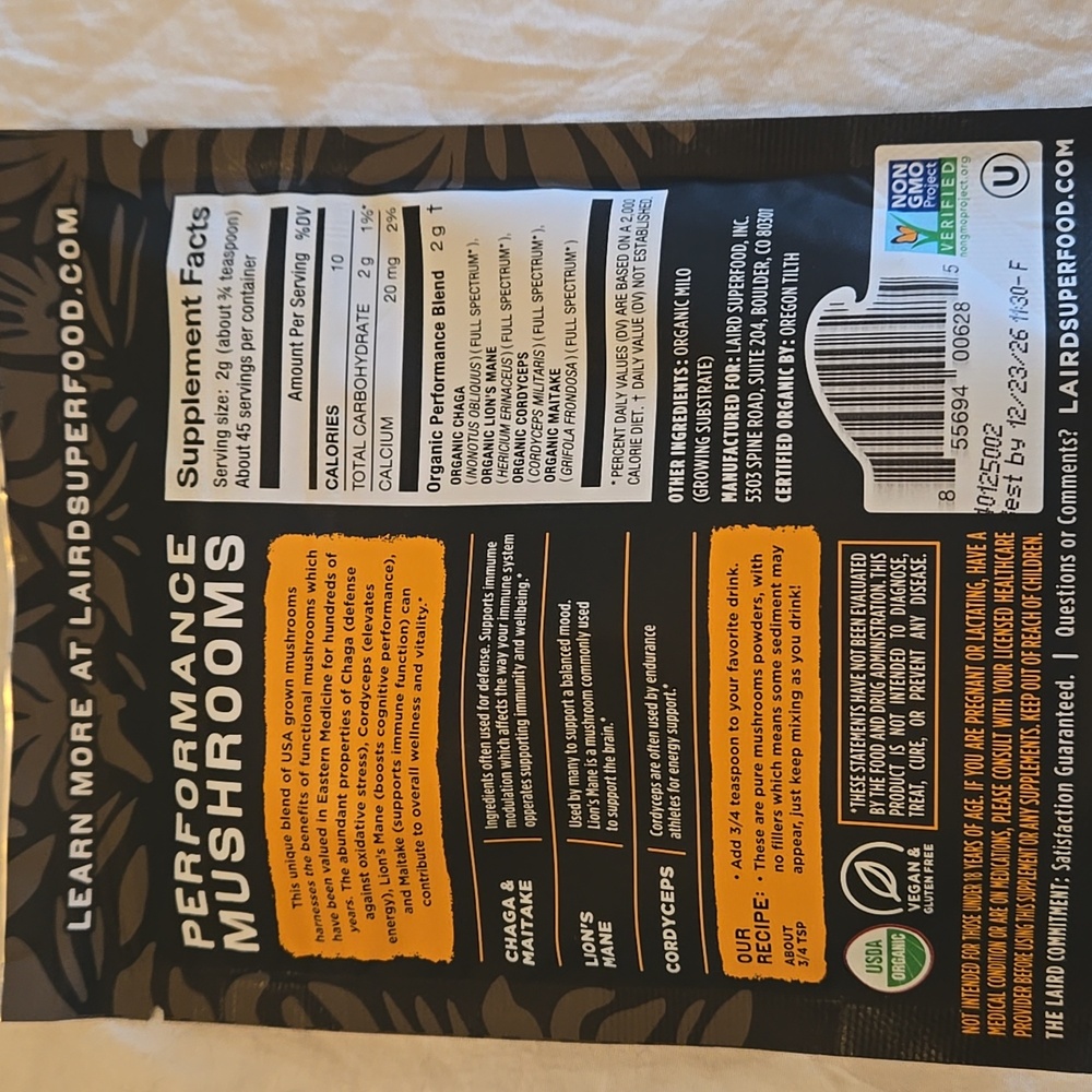 Laird Superfood Organic Performance Mushrooms - Picture 2 of 6